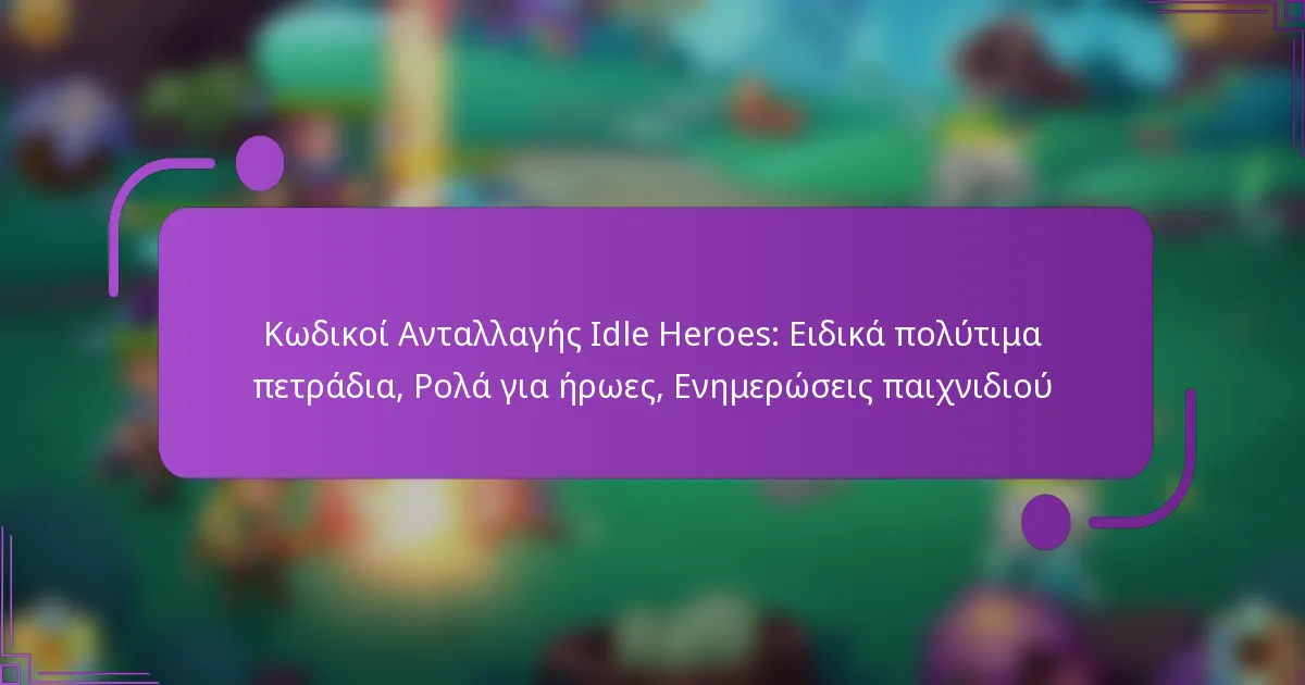 Κωδικοί Ανταλλαγής Idle Heroes: Ειδικά πολύτιμα πετράδια, Ρολά για ήρωες, Ενημερώσεις παιχνιδιού