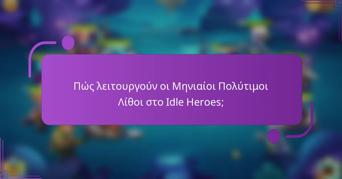 Πώς λειτουργούν οι Μηνιαίοι Πολύτιμοι Λίθοι στο Idle Heroes;